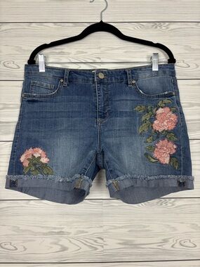 Code Bleu denim floral embroidered Jean shorts Gracie fit size 8 boho